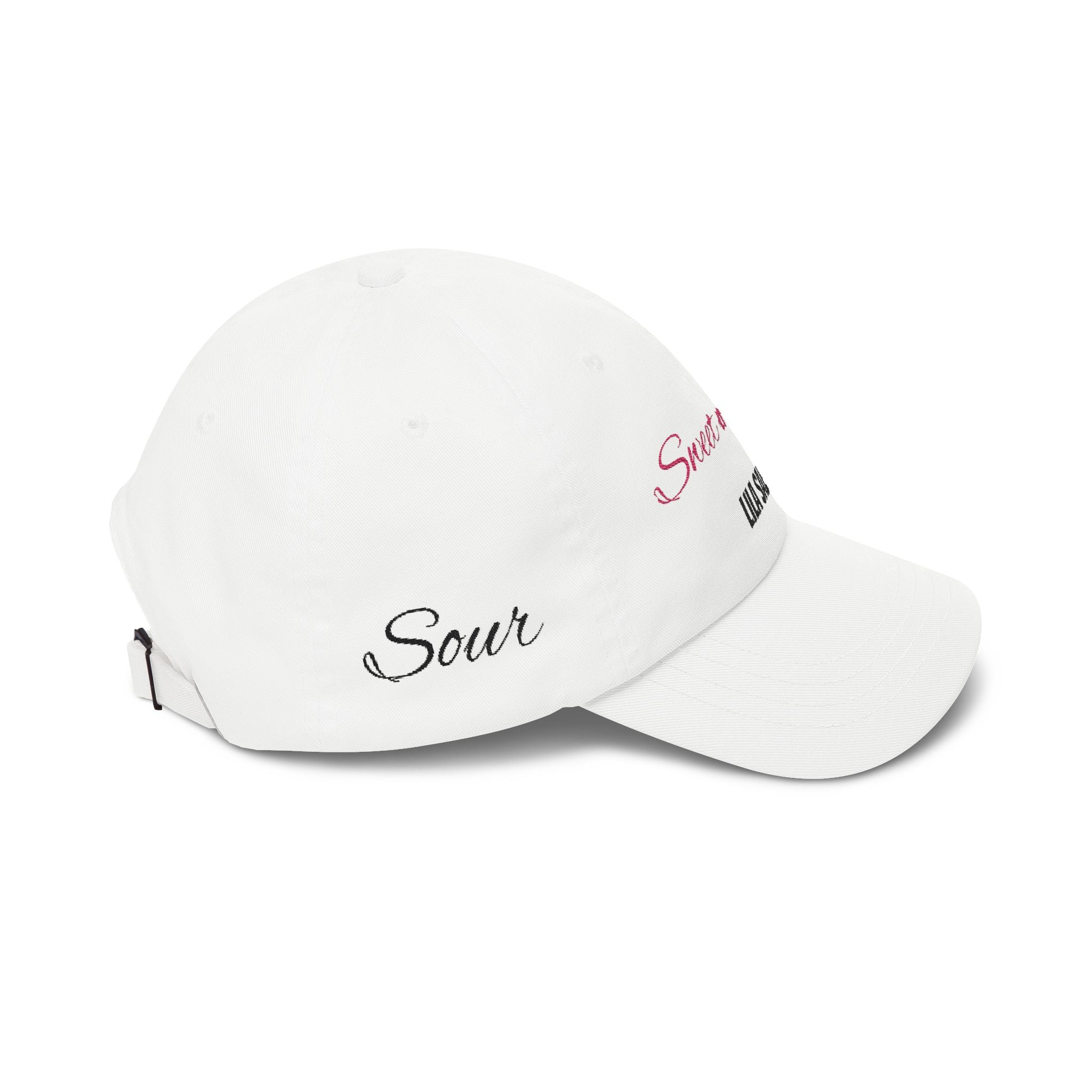 Dad Cap "Sweet n Sour" Lila Sabouba Embroidered White Baseball Hat