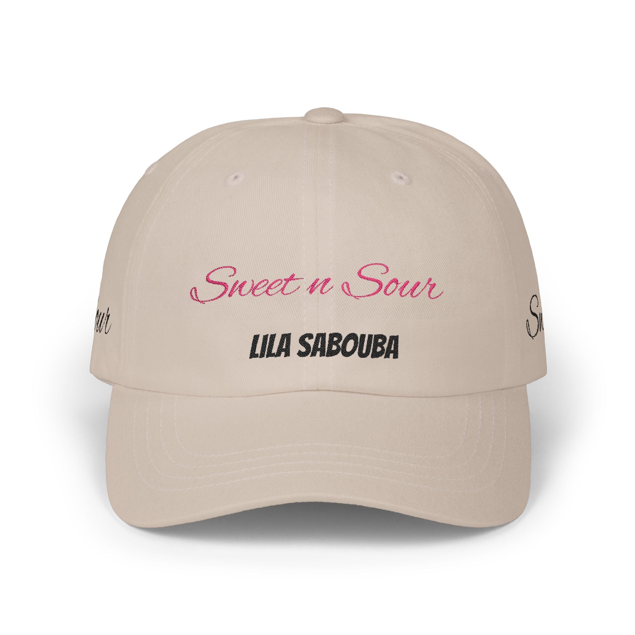 Dad Cap "Sweet n Sour" Lila Sabouba Embroidered White Baseball Hat