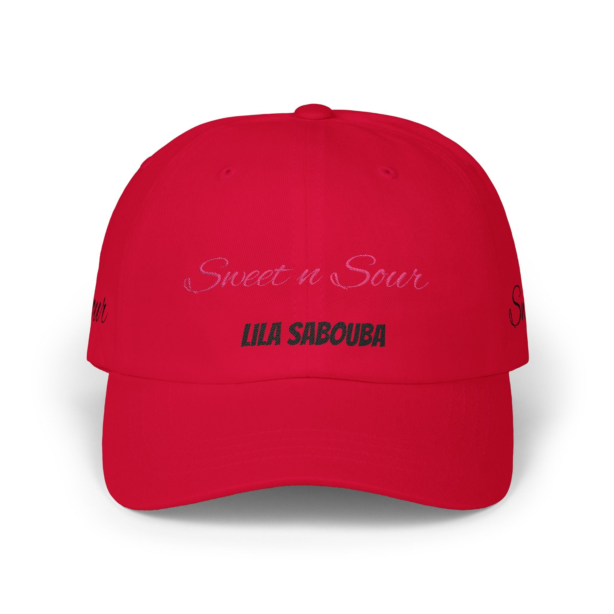Dad Cap "Sweet n Sour" Lila Sabouba Embroidered White Baseball Hat