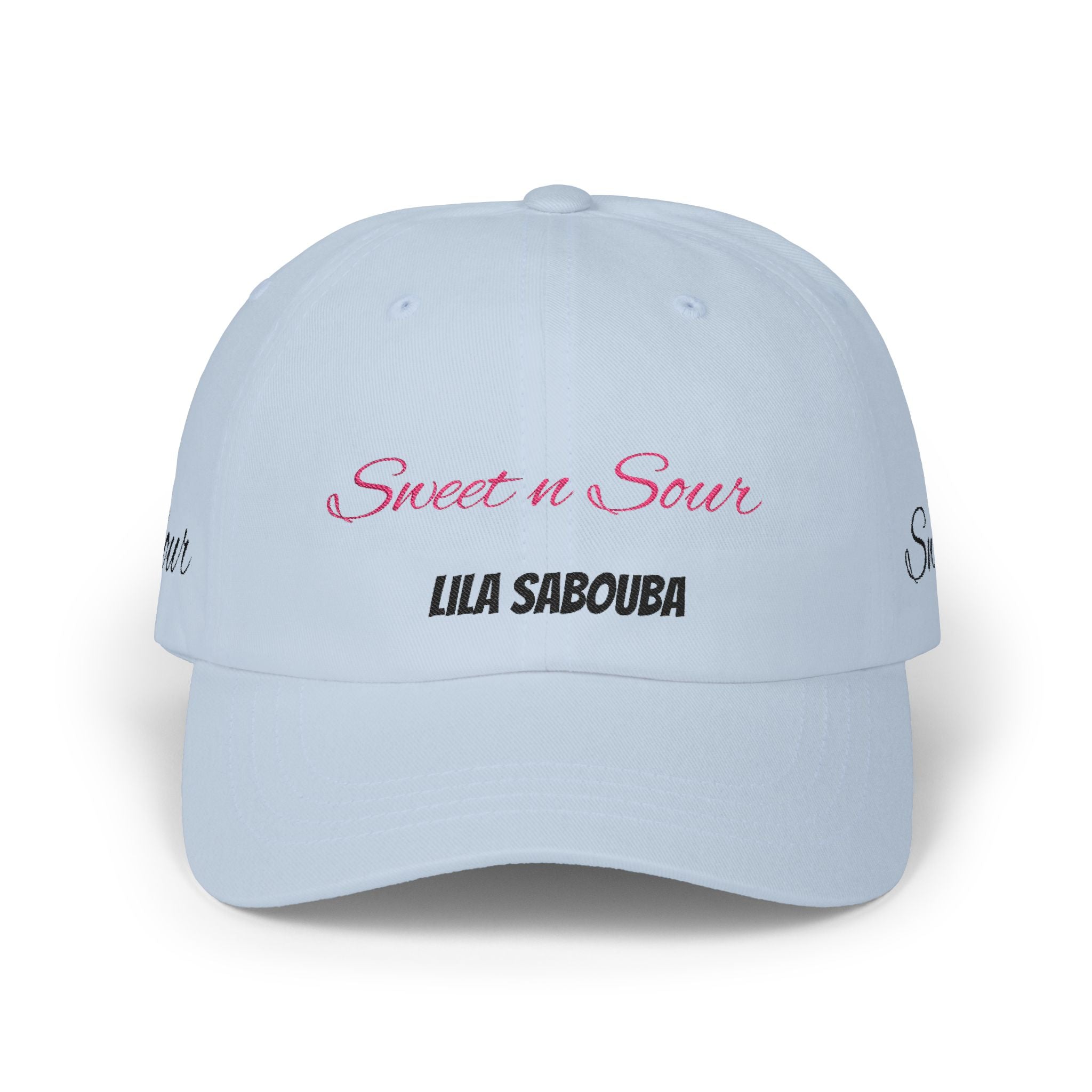 Dad Cap "Sweet n Sour" Lila Sabouba Embroidered White Baseball Hat