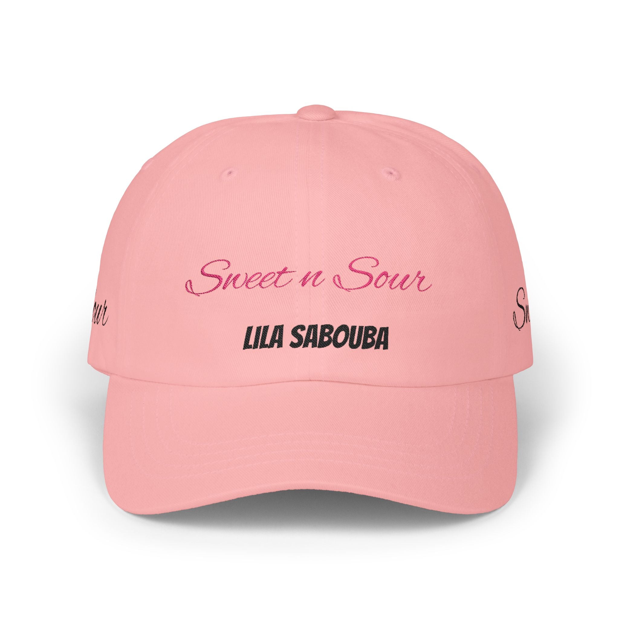 Dad Cap "Sweet n Sour" Lila Sabouba Embroidered White Baseball Hat