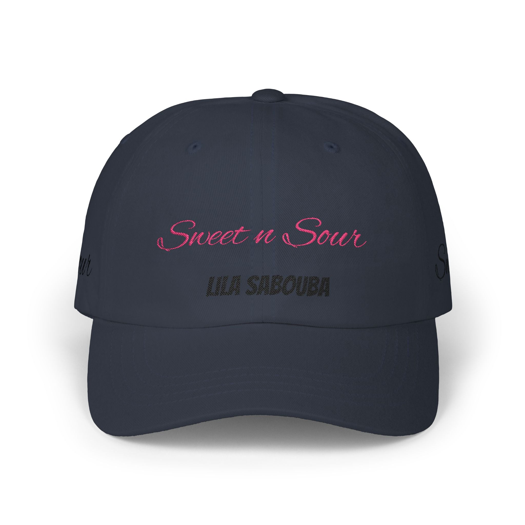 Dad Cap "Sweet n Sour" Lila Sabouba Embroidered White Baseball Hat